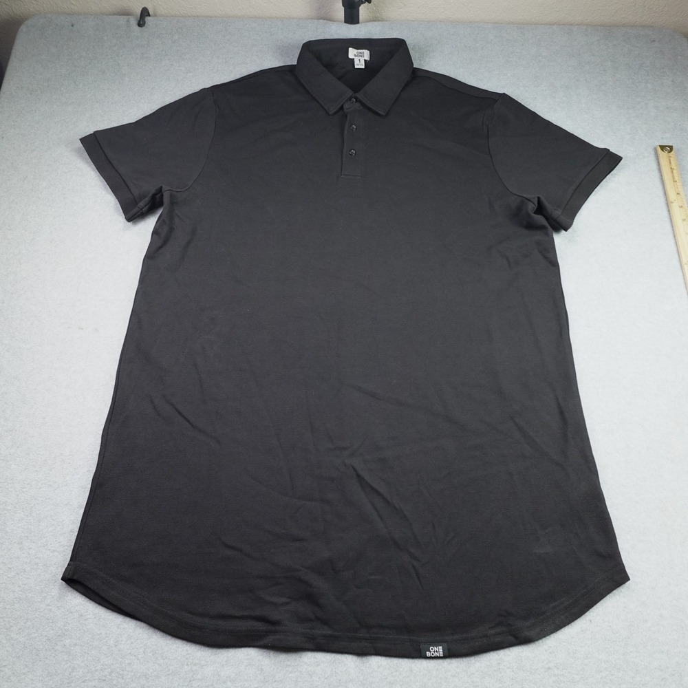 One Bone Polo Shirt Mens 1 Black Curved Hem Casual Short Sleeve The Biggest